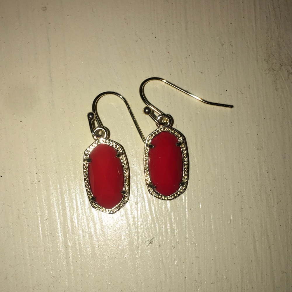 Lee Gold Kendra Scott Earrings in Red